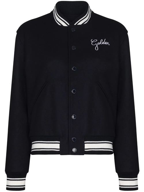 Black virgin wool embroidered-logo bomber jacket Golden Goose | GWP00832P00061850486